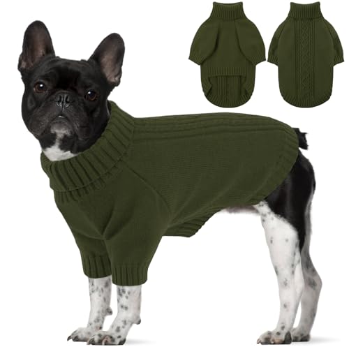 SAWMONG Hundepullover für mittelgroße Hunde, Rollkragen-Strickpullover, Sweatshirt, klassischer Winter, warmer Haustierpullover für Jungen, Mädchen, Haustierpullover, Chihuahua, Französische Bulldogge von SAWMONG