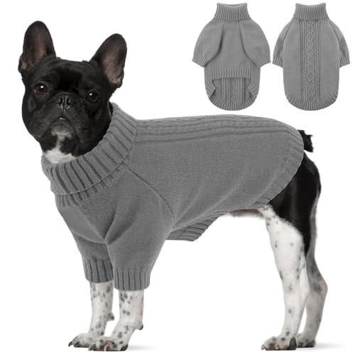 SAWMONG Hundepullover für mittelgroße Hunde, Rollkragen-Strickpullover, Sweatshirt, klassischer Winter, warmer Haustierpullover für Jungen, Mädchen, Haustierpullover, Chihuahua, Französische Bulldogge von SAWMONG