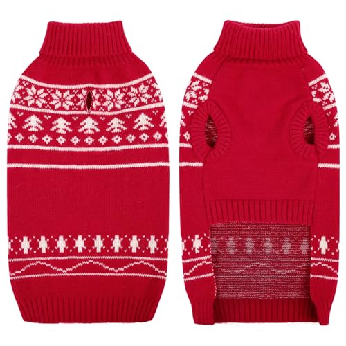 SAWMONG Hundepullover mit Zopfmuster, Rollkragenpullover, Weihnachtsoutfit für Haustiere, Schneeflockenmuster, dick, warm, Winterpullover für kleine, mittelgroße und große Hunde (Rot, Größe 2XL) SAWMONG Hundepullover mit Zopfmuster, Rollkragenpullover, Weihnachtsoutfit für Haustiere, Schneeflockenmuster, dick, warm, Winterpullover für kleine, mittelgroße und große Hunde (Rot, Größe 2XL) von SAWMONG