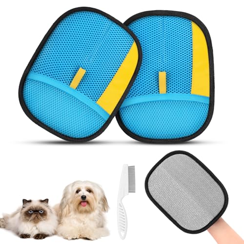 SAWMONG Tierhaarentfernungshandschuh, 2 Stück, wiederverwendbare Tierhaarentferner-Handschuhe für Katzen und Hunde, 2025 neues Upgrade, Fellpflege-Werkzeug für Couch, Auto, Möbel, Teppich von SAWMONG