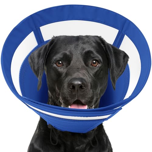 SAWMONG Weicher Hundekegel für große Hunde, verstellbares Halsband zur Genesung von Haustieren, um Lecken zu stoppen, leichtes Elizabeth E-Halsband zur Genesung (XL, Orange) von SAWMONG