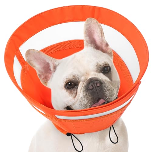 SAWMONG Weicher Hundekegel für mittelgroße Hunde, verstellbares Halsband zur Genesung von Haustieren, um Lecken zu stoppen, leichtes Elizabeth E-Halsband zur Genesung (M,Orange) von SAWMONG
