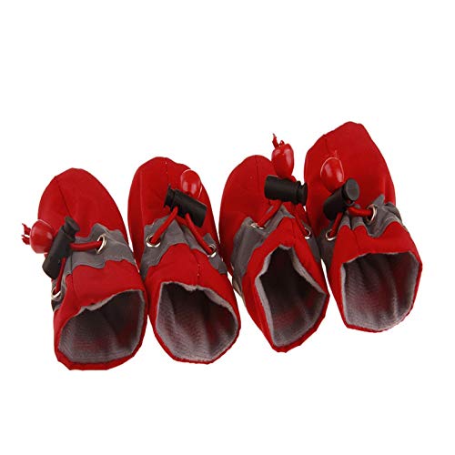 Hundeschuhe,Dog Boots 4 stücke wasserdichte Winter Hund Hund Schuhe rutschfeste Regen Schnee Stiefel dick warm für kleine Katzen Hunde welpen Hund socken Booties Schuhe (Color : Normal red, Size : 5 von SAYTAK