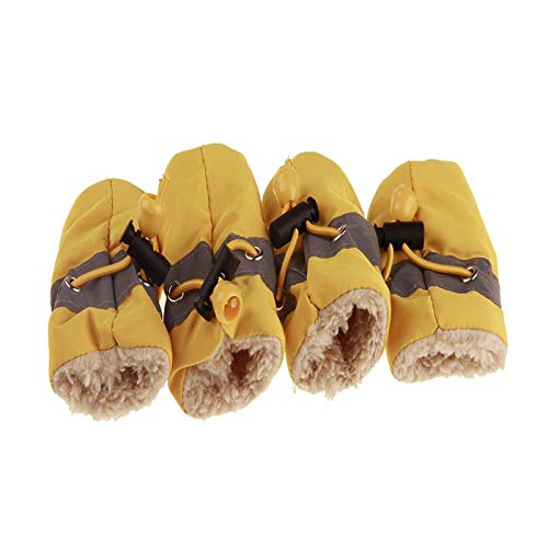 Hundeschuhe,Dog Boots 4 stücke wasserdichte Winter Hund Hund Schuhe rutschfeste Regen Schnee Stiefel dick warm für kleine Katzen Hunde welpen Hund socken Booties Schuhe (Color : Thickened Yellow, SI von SAYTAK