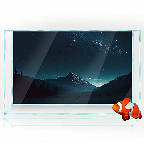 Aquarium-Hintergrund, 3D-Berge, Nachthimmel, Stern, schwarz, HD-Druck, Tapete, Reptilien-Lebensraum, Aquarium, Hintergrund, Dekorationen, PVC-Poster, Landschaft (50 x 100 cm) von SB little