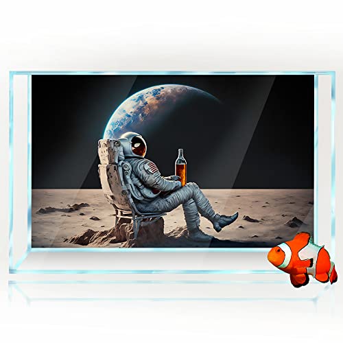Aquarium-Hintergrund, 3D-Kosmonauten, Weltraum, Erde, Mond, Bier, HD-Druck, Tapete, Reptilien, Lebensraum, Aquarium, Hintergrund, Dekorationen, PVC-Poster, Landschaft (50 x 75 cm) von SB little