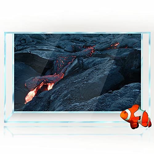 Aquarium-Hintergrund, 3D-Vulkan, Magma, Lavastein, schwarz, HD-Druck, Tapete, Aquarium, Reptilien, Lebensraum, Hintergrund, Dekorationen, PVC-Landschaft, Poster-Aufkleber (60 x 90 cm)) von SB little