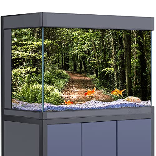 Aquarium-Hintergrund, 3D-Waldbäume, Wanderweg, HD-Drucktapete, Reptilien-Lebensraum, Dekorationen, PVC-Poster, Landschaft (60 x 120 cm)) von SB little