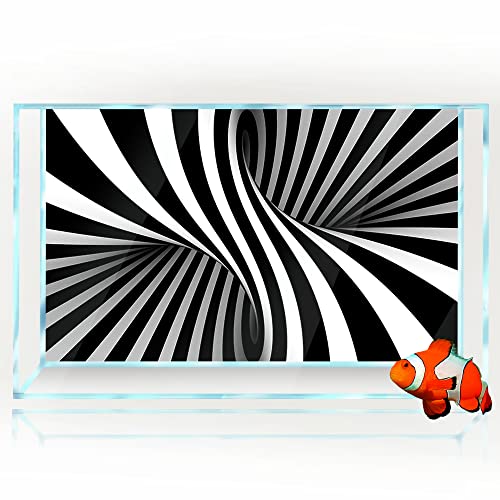 Aquarium-Hintergrund 3D-Schwarz-Weiß-Illusion, HD-Drucktapete, Reptilien-Lebensraum, Dekorationen, PVC-Poster, Aufkleber, Landschaft (60 x 90 cm)) von SB little