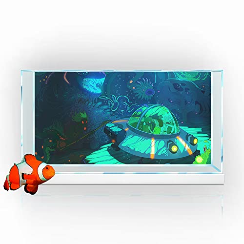 Aquarium-Hintergrund-Aufkleber, Cartoon, tiefer Ozean, Meeresmonster, Alien, HD-Druck, Tapete, Aquarium-Hintergrund, Dekorationen, PVC-Landschaftsposter (15,7 x 23,6 (40 x 60 cm) von SB little