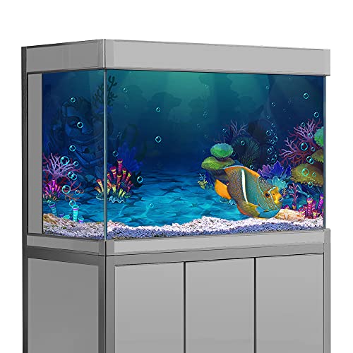 Aquarium-Hintergrund-Aufkleber, Cartoon-Unterwasserkoralle, HD-Druck, Tapete, Aquarium-Hintergrund, Dekorationen, PVC-Landschaftsposter (23,6 x 35,4 (60 x 90 cm)) von SB little