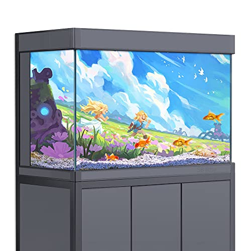 Aquarium-Hintergrund-Aufkleber, Cartoon-Videospiel, Sky Meadow Zelda, HD-Druck, Tapete, Aquarium-Hintergrund, Dekorationen, PVC-Landschaftsposter (11,8 x 23,6 (30 x 60 cm)) von SB little