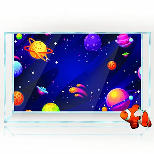 Aquarium-Hintergrund-Aufkleber, Dekoration für Aquarien, Cartoon, Weltraumplanet, UFO Kind, HD 3D-Poster (40 x 60 cm) von SB little