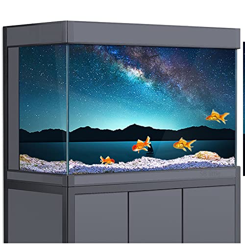 Aquarium-Hintergrund-Aufkleber, Dekoration für Aquarien, Nachtcyan, Flusssterne, HD, 3D-Poster (40 x 60 cm) von SB little