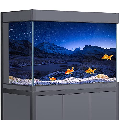 Aquarium-Hintergrund-Aufkleber, Dekoration für Aquarien, Sternenhimmel über verschneiten Bergen HD 3D-Poster (60 x 120 cm)) von SB little