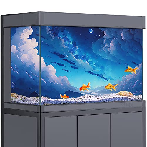 Aquarium-Hintergrund-Aufkleber, Dekoration für Aquarien, himmelblaue Wolke, Mond, Anime, HD-3D-Poster (50 x 100 cm)) von SB little