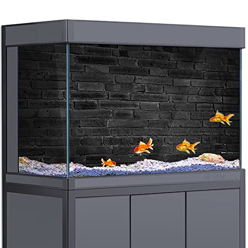 Aquarium-Hintergrund-Aufkleber, Dekoration für Aquarien, schwarze Ziegelsteinwände, HD-3D-Poster, selbstklebend, wasserdicht, 60 x 90 cm von SB little