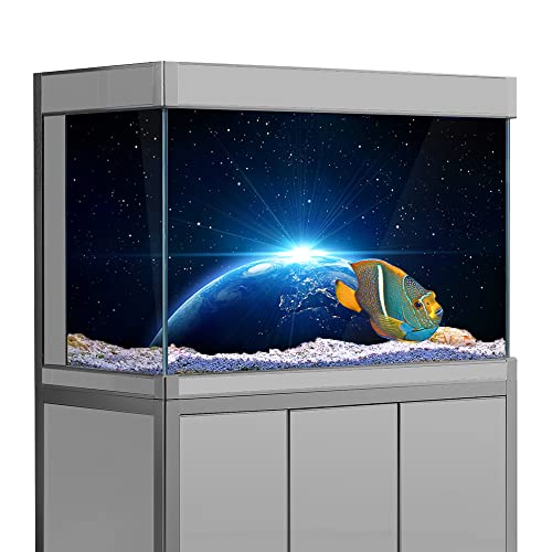 Aquarium-Hintergrund-Aufkleber, Sterne, Planeten, Erde, Blitzlicht, HD-Druck, Tapete, Aquarium-Hintergrund, Dekorationen, PVC-Landschaftsposter (11,8 x 23,6 (30 x 60 cm)) von SB little