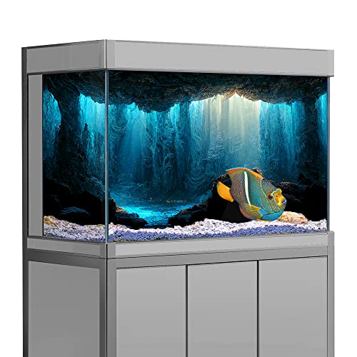 Aquarium Hintergrund Aufkleber, Unterwasserhöhle Stein HD Druck Tapete Fisch Tank Hintergrund Dekorationen PVC Landschaft Poster (60 x 120 cm) von SB little