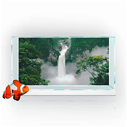 Aquarium Hintergrund Aufkleber, Wasserfall Natur Wald Landschaft HD Druck Tapete Fisch Tank Hintergrund Dekorationen PVC Landschaft Poster (40 x 60 cm) von SB little