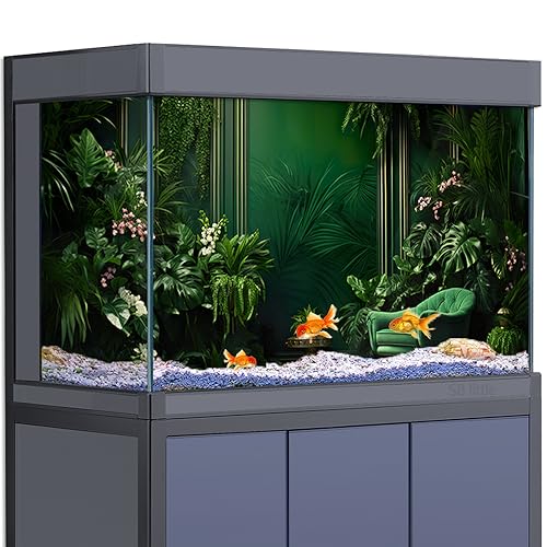 Aquarium-Hintergrund-Aufkleber – Grüne tropische Pflanzen HD 3D-Poster Dekoration – für Aquarien und Reptilienlebensraum (75 x 50 cm) von SB little
