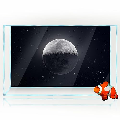 Aquarium Hintergrund Aufkleber – Mond Weltraum HD 3D Poster Dekoration – für 5–60 Gallonen Fische Tanks Reptilien Lebensraum (45 x 30 cm) von SB little