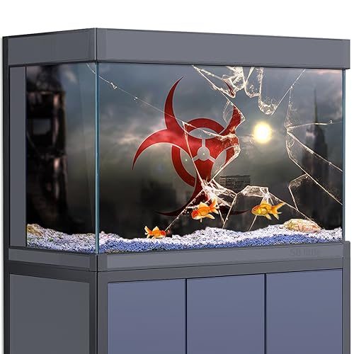 Aquarium-Hintergrund-Aufkleber – Strahlungsviren, Glasbruch, HD-3D-Poster, Dekoration, für Aquarien, Reptilienlebensraum (90 x 60 cm) von SB little