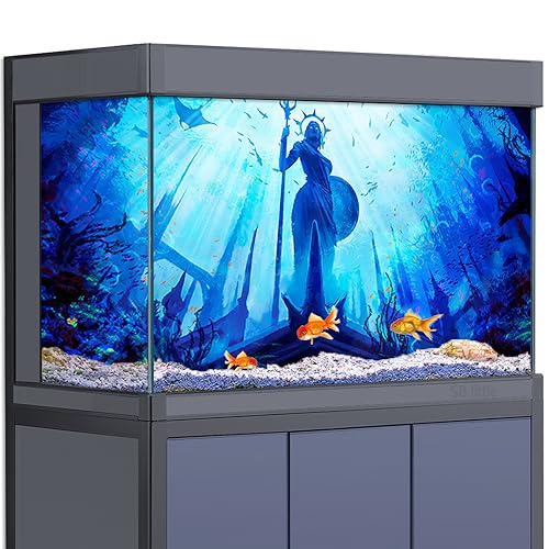Aquarium-Hintergrund-Aufkleber – Unterwasserruinen Göttin Statue HD 3D-Poster Dekoration – für Aquarien und Reptilienlebensraum (100 x 50 cm) von SB little