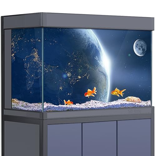 Aquarium Hintergrund Aufkleber – Weltraum Erde Planet HD 3D Poster Dekoration – für 5–60 Gallonen Fische Tanks Reptilien Lebensraum (75 x 50 cm) von SB little