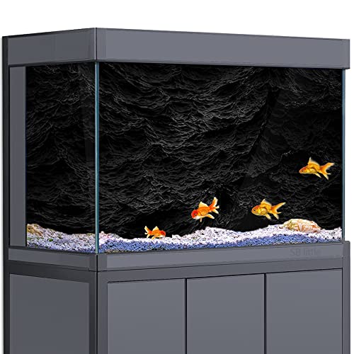 Aquarium-Hintergrundaufkleber, Dekoration für Aquarien, schwarz, Tiefsee, HD, 3D-Poster, selbstklebend, wasserdicht, 60 x 90 cm von SB little