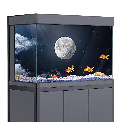 Aquarium-Hintergrundaufkleber, Nachtmond, Wolkenhimmel, HD-Druck, Tapete, Aquarium-Hintergrund, Dekorationen, PVC-Landschaft, Poster (11,8 x 23,6 (30 x 60 cm)) von SB little