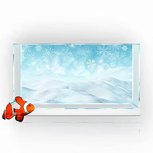 Aquarium-Hintergrundaufkleber, Schneeflocke, Winter, weiß, HD-Druck, Tapete, Aquarium-Hintergrund, Dekorationen, PVC, Landschaft, Poster (23,6 x 47,2 (60 x 120 cm)) von SB little