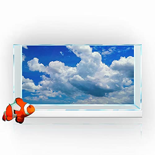 Aquarium-Hintergrundaufkleber, blauer Himmel und weiße Wolken, HD-Druck, Tapete, Aquarium-Hintergrund, Dekorationen, PVC-Landschaftsposter (23,6 x 35,4 (60 x 90 cm)) von SB little