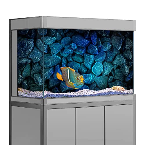 Aquarium-Hintergrundaufkleber, blauer Steinwand, einfacher HD-Druck, Tapete, Aquarium-Hintergrund, Dekorationen, PVC, Querformat, 50 x 80 cm von SB little