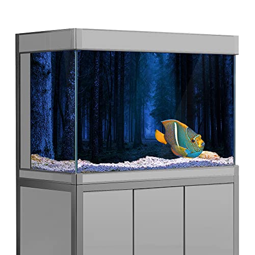 Aquarium-Hintergrundaufkleber, dunkler Wald, Nachtbäume, Naturlandschaft, HD-Druck, Tapete, Aquarium, Hintergrunddekorationen, PVC-Landschaftsposter (23,6 x 47,2 (60 x 120 cm)) von SB little