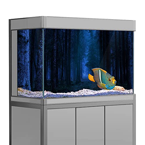 Aquarium-Hintergrundaufkleber, dunkler Wald, Nachtbäume, Naturlandschaft, HD-Druck, Tapete, Aquarium, Hintergrunddekorationen, PVC-Landschaftsposter (30 x 40 cm)) von SB little