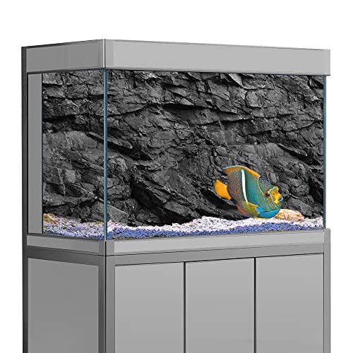 Aquarium-Hintergrundaufkleber, schwarzer Steinstein, einfacher HD-Druck, Tapete, Aquarium, Hintergrunddekorationen, PVC-Landschaftsposter (60 x 90 cm)) von SB little