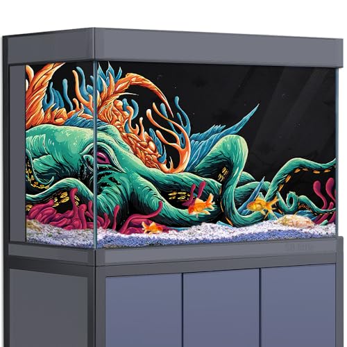 Aquarium-Hintergrundaufkleber – Oktopus-Meermonster HD 3D-Poster-Dekoration – für Aquarien, Reptilien-Lebensraum (100 x 50 cm) von SB little