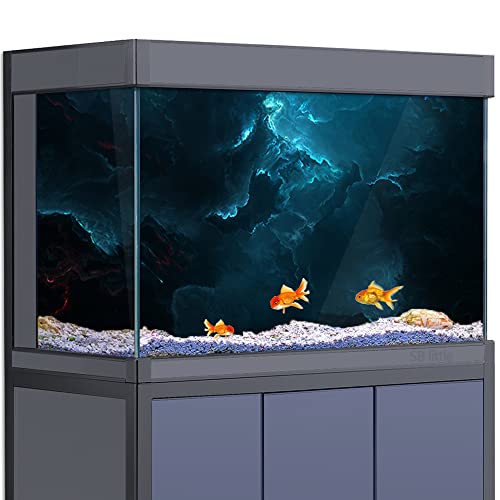 Fish Tank Aquarium Hintergrund 3D Nebulosa Blue Space HD Druck Tapete Reptilien Habitat Dekorationen PVC Poster Aufkleber Landschaft (60 x 90 cm)) von SB little