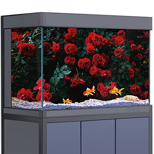 Fish Tank Aquarium Hintergrund 3D Rose Blume HD Druck Tapete Reptilien Habitat Dekorationen PVC Poster Aufkleber Landschaft (30 x 60 cm)) von SB little