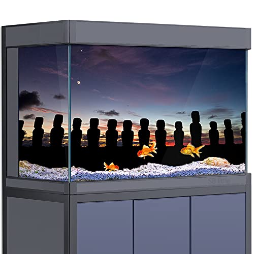 Fish Tank Aquarium Hintergrund 3D-Statuen Osterinsel HD-Druck Tapete Reptilien Habitat Dekorationen PVC Poster Aufkleber Landschaft (60 x 90 cm)) von SB little