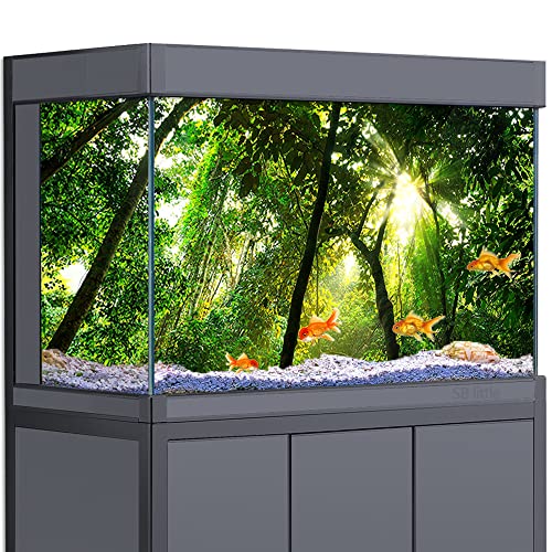 Reptilien Habitat Aquarium Hintergrund tropischer Wald grüner Baum Regenwald 3D HD-Druck Tapete Aquarium Hintergrund Dekorationen PVC Landschaft Poster Aufkleber (15,7 x 23,6 (40 x 60 cm) von SB little