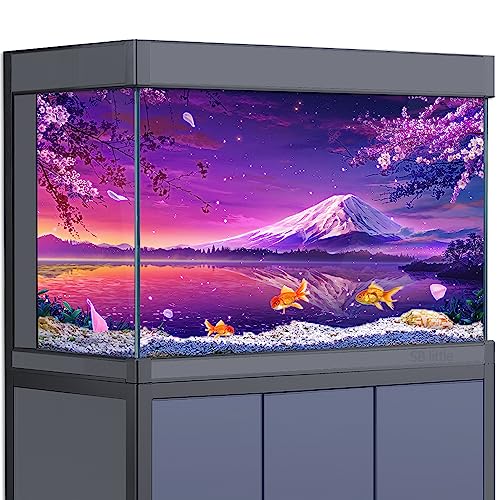SB little Aquarium-Hintergrund-Aufkleber, Dekoration für Aquarien, Kirschblüte, japanischer Schneeberg, Fuji HD, 3D-Poster für Reptilienlebensraum, 50 x 100 cm von SB little