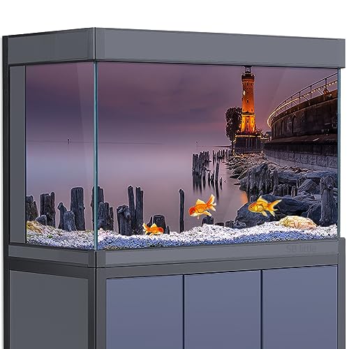 SB little Aquarium-Hintergrund-Aufkleber, Dekoration für Aquarien, Leuchtturm im Freien, HD-3D-Poster für Reptilienlebensraum, 50 x 100 cm von SB little