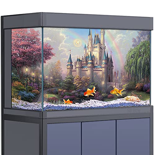 SB little Aquarium-Hintergrund-Aufkleber, Dekoration für Aquarien, Reptilien-Lebensraum, Castle Fantasy Cartoon HD 3D-Poster (50 x 100 cm)) von SB little