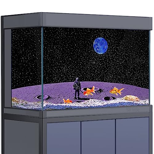 SB little Aquarium-Hintergrund-Aufkleber, Dekoration für Aquarien, Weltraum-Kosmonaut, Mond, Erde, Cartoon, HD, 3D, Reptilienlebensraum, Poster, 40 x 80 cm von SB little