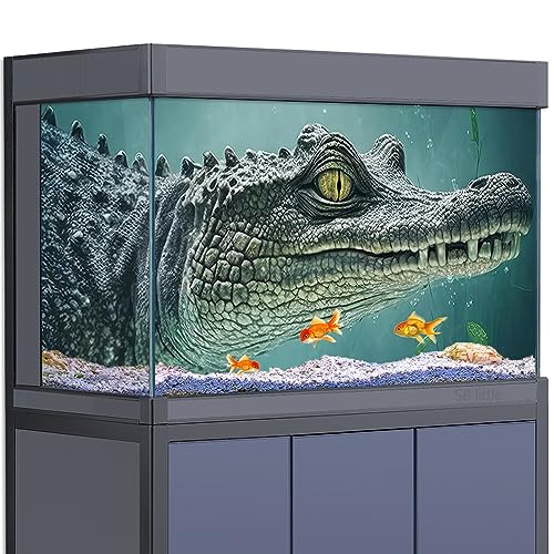 SB little Aquarium Hintergrund Aufkleber Dekoration für 5-55 Gallonen Aquarien, Krokodil Unterwasser Natur HD 3D Reptilien Lebensraum Poster (30 x 60 cm) von SB little