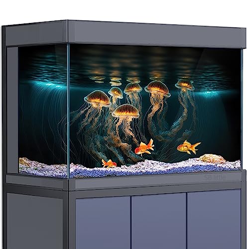 SB little Aquarium Hintergrund Aufkleber Dekoration für 5-55 Gallonen Fischtanks, Quallen Unterwasser HD 3D Reptilien Lebensraum Poster (60 x 120 cm) von SB little