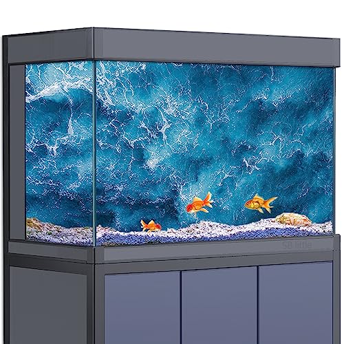 SB little Aquarium Hintergrund Aufkleber Dekoration für 5-55 Gallonen Fischtanks, Wave Ocean Blue HD 3D Reptilien Habitat Poster (30 x 60 cm) von SB little