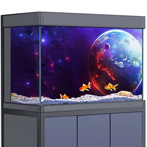 SB little Fish Tank Aquarium Hintergrund 3D Erde Weltraum Science Fiction HD Druck Tapete Reptilien Habitat Dekorationen PVC Poster Aufkleber Landschaft (40 x 80 cm)) von SB little